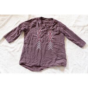 Mountain Khakis Snowmelt Shirt L Embroidered Cotton Boho Geometric